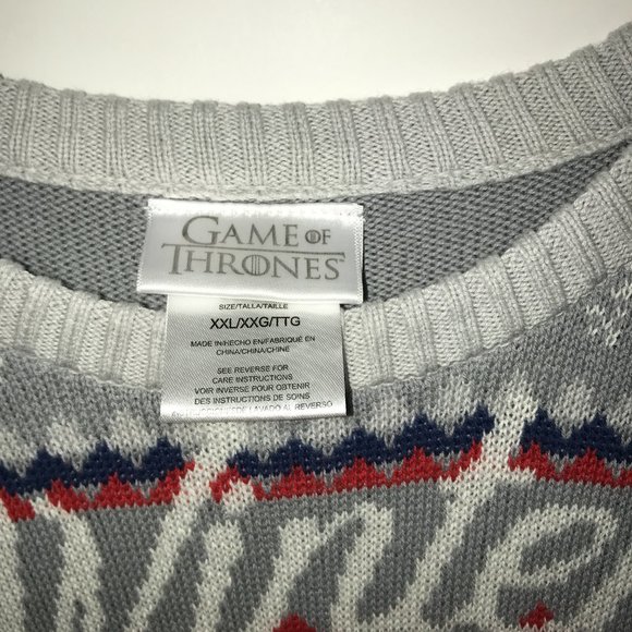 New Men's Medium Game of Thrones Dire Wolf Winter is Coming Sweater XXL - Picture 2 of 4